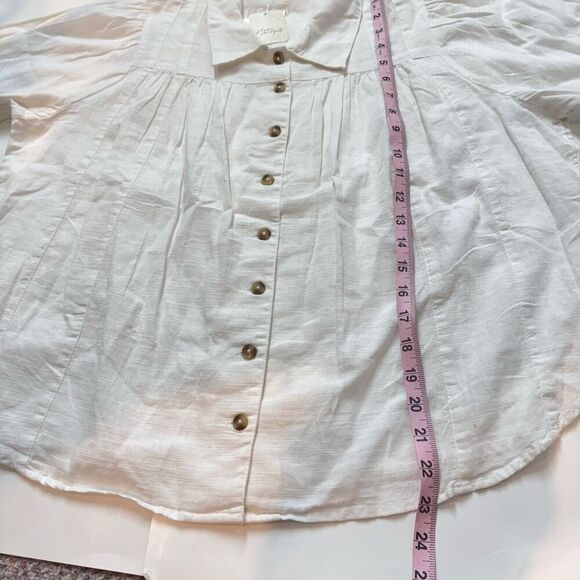 FREE PEOPLE Kiss Kiss Blouse in Ivory Laced Cuff NWT FLAW - Picture 10 of 11